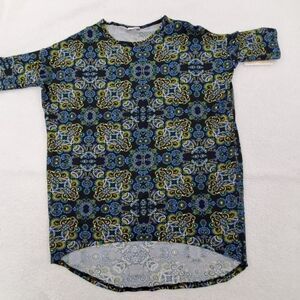 Lularoe Irma XXS 2XS Green Blue Paisley Short‎ Slee